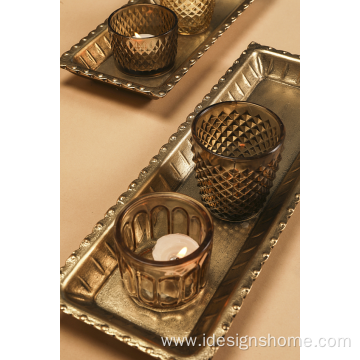 Brown Mercury Glass Candle Holder
